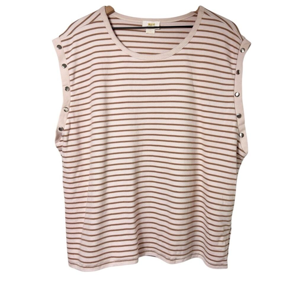 MAEVE BY CREAM BROWN STRIPED WOMEN LONG SLEEVE BLOUSE SIZE XL